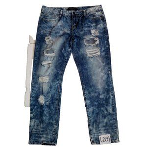 Twentyone Black Rue 21 Womens 11/12R Acid Wash Boyfriend Destroyed Denim Jeans